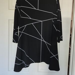 Alfani Black Tunic with White Line Patterns